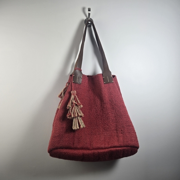 J. Jill Handbags - J. Jill Burgundy Shoulder Bag with Tassels